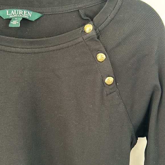 Lauren Ralph Lauren black long sleeved ribbed t-shirt - Picture 3 of 6